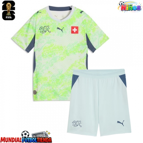 Camiseta Suiza Segunda Equipación Replica Mundial 2026 para niños mangas cortas (+ Pantalones cortos)